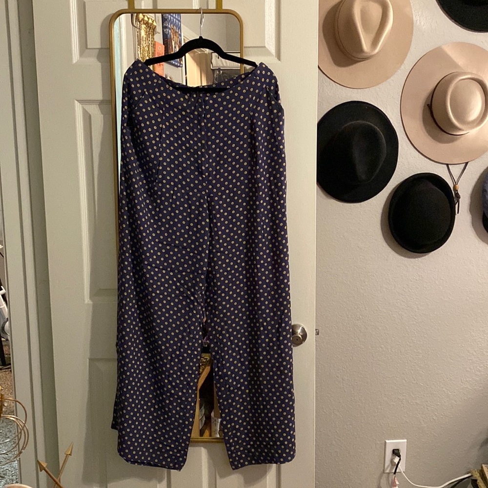 Anthropologie | Dusty-blue Dot Wide Leg Pants